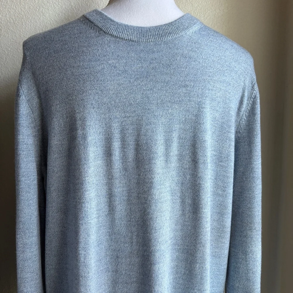 Banana Republic Men’s Baruffa Italian Merino Wool Crew Neck Blue Sweater L